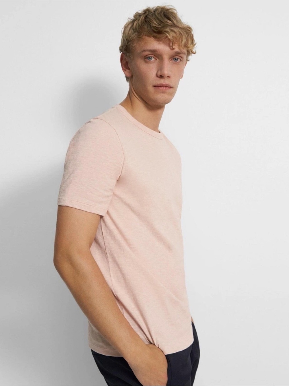 EUC Theory Men's Essential Crewneck Tee Cosmos Slub Cotton Pink Size M
